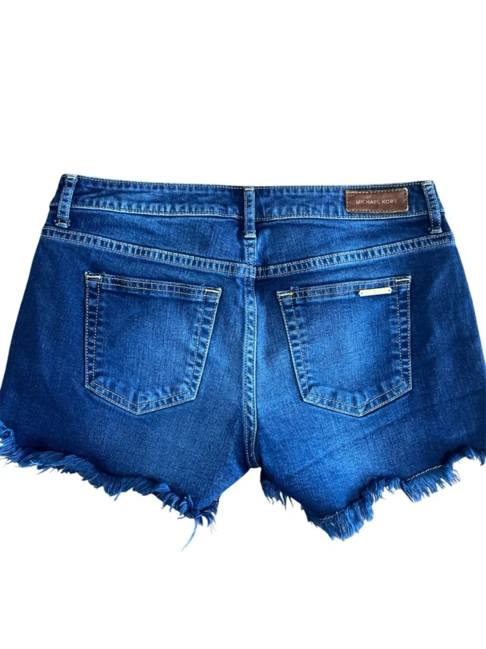 Michael Kors Bright Blue Denim Frayed Hem Women's Shorts